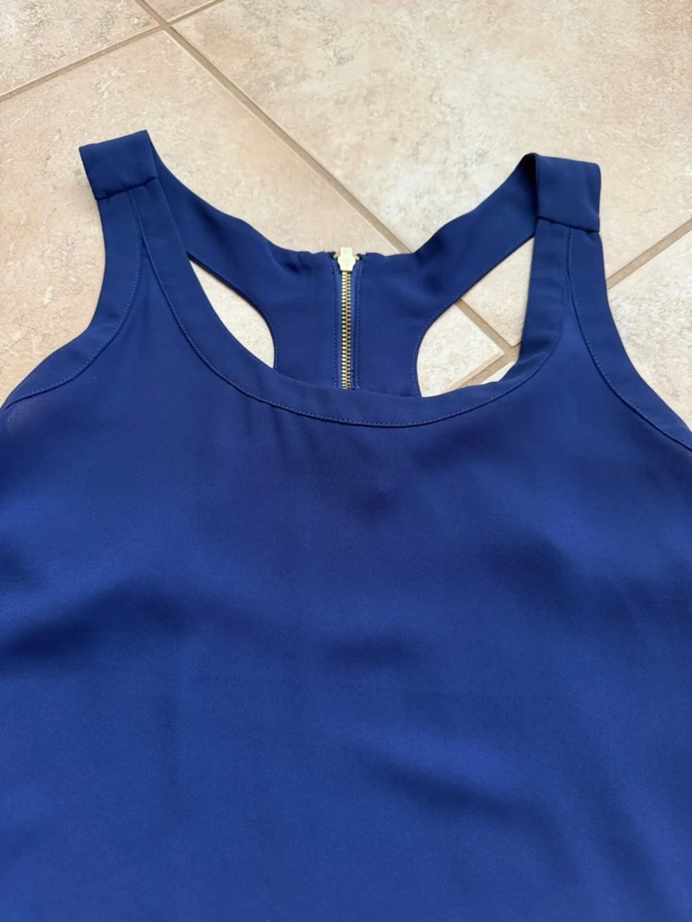 Express Navy Racerback Shell Tank with Back Zip - Picture 3 of 6